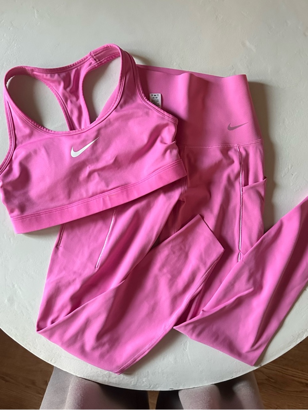 Nike Hot Pink Racerback Sports Bra and High-Waist Universa Leggings
